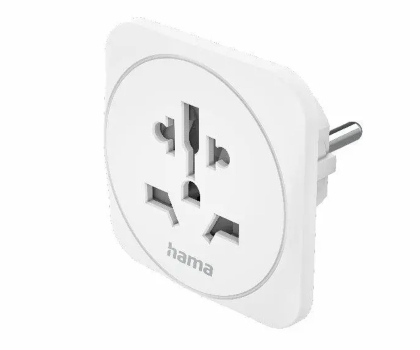 Ładowarka i akumulator HAMA ADAPTER PODRÓŻNY GNIAZDO UNIWERSALNE -> WTYK EU BIAŁY